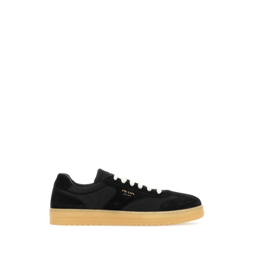 Prada Men Black Suede E Re-Nylon Sneakers
